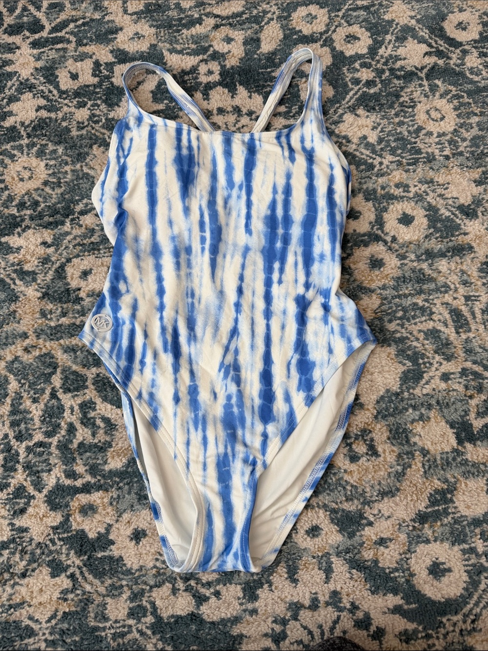 Michael Kors Blue and White Tie-Dye One-Piece Swimsuit